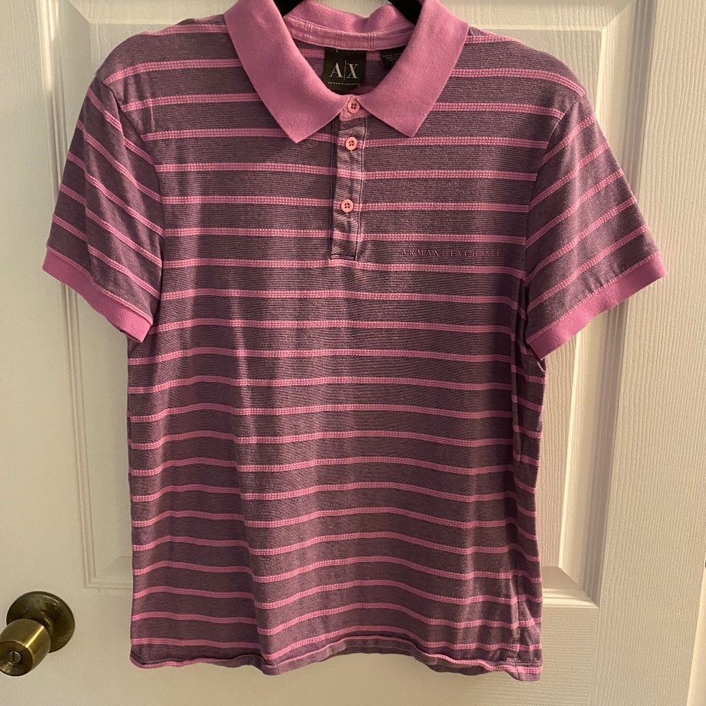 Armani Exchange Men’s Polo, Size M, Pink/Navy